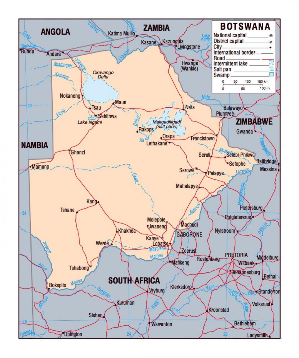 mapa Botswany politické
