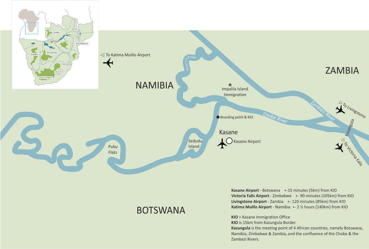 mapa kasane, Botswana