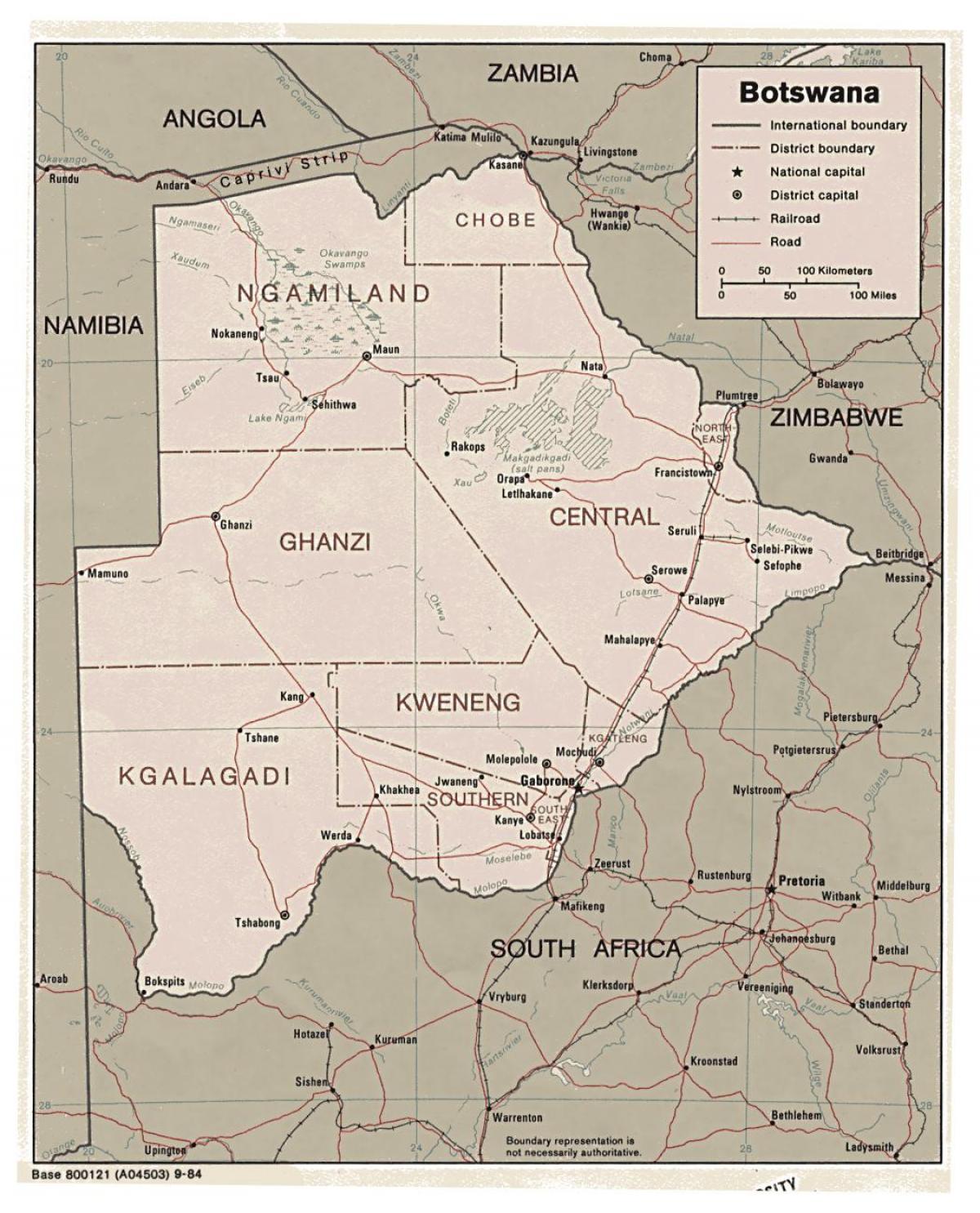 podrobná mapa Botswany