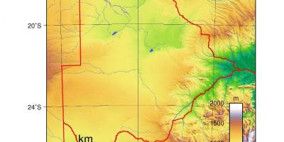 Mapa Botswany fyzické