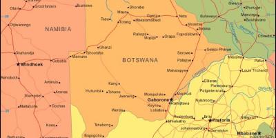 Mapa Botswany, zobrazující všechny vesnice